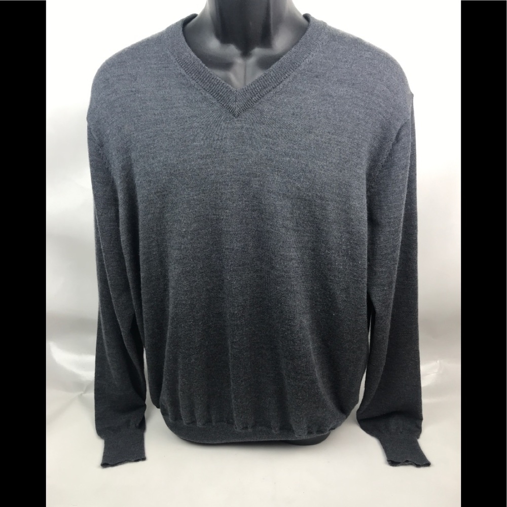 Jeremy Argyle Men’s V Neck Merino Wool Sweater Lg